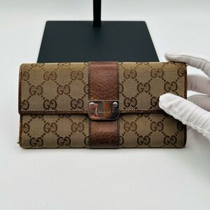 Gucci Long Monogram Flap Wallet